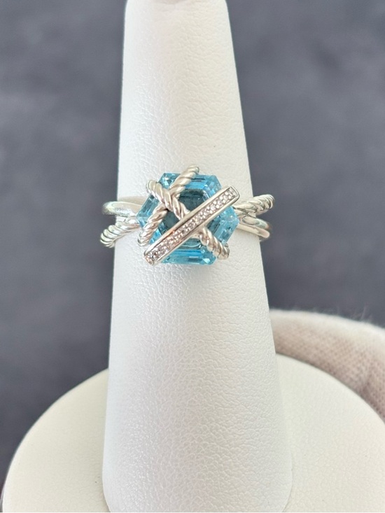David Yurman Jewelry - David Yurman Cable Wrap Ring with Blue Topaz & Diamonds 6.5